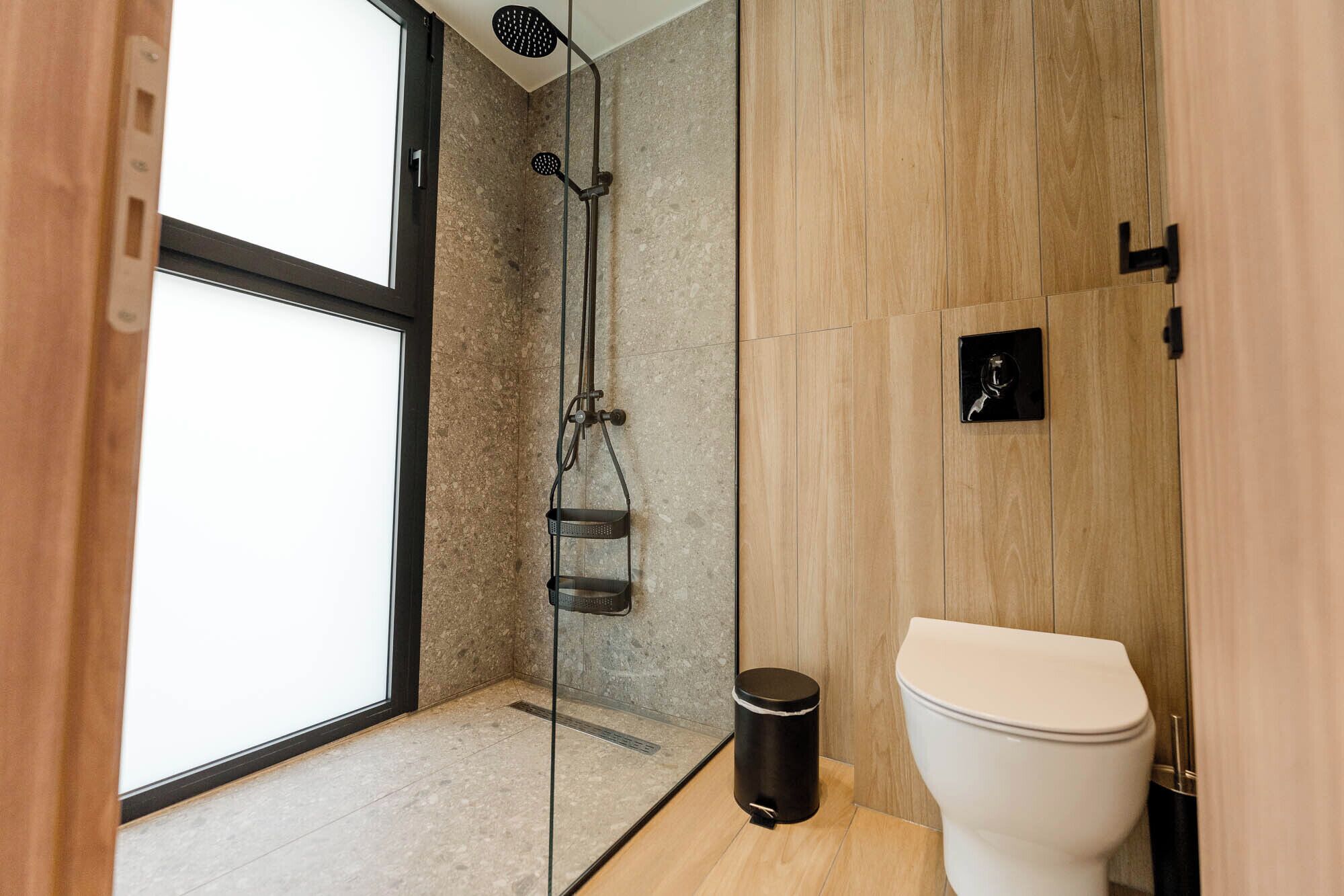Bright View Double Room | Bathroom | Shower, rainfall showerhead, towels