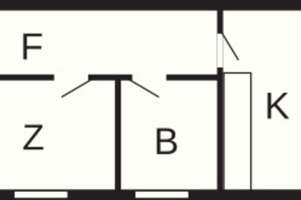 Plano de planta con habitaciones identificadas como Z, B, F, K, W y TE.