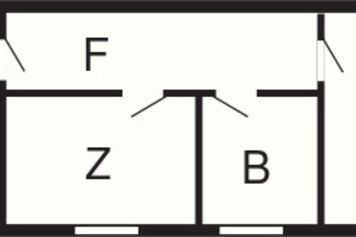 A floor plan with labeled rooms Z, B, K, W, F, and TE.