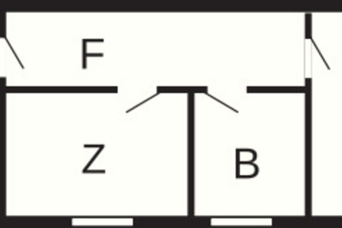 Plano de planta con habitaciones identificadas: F, Z, B, K, W y TE.