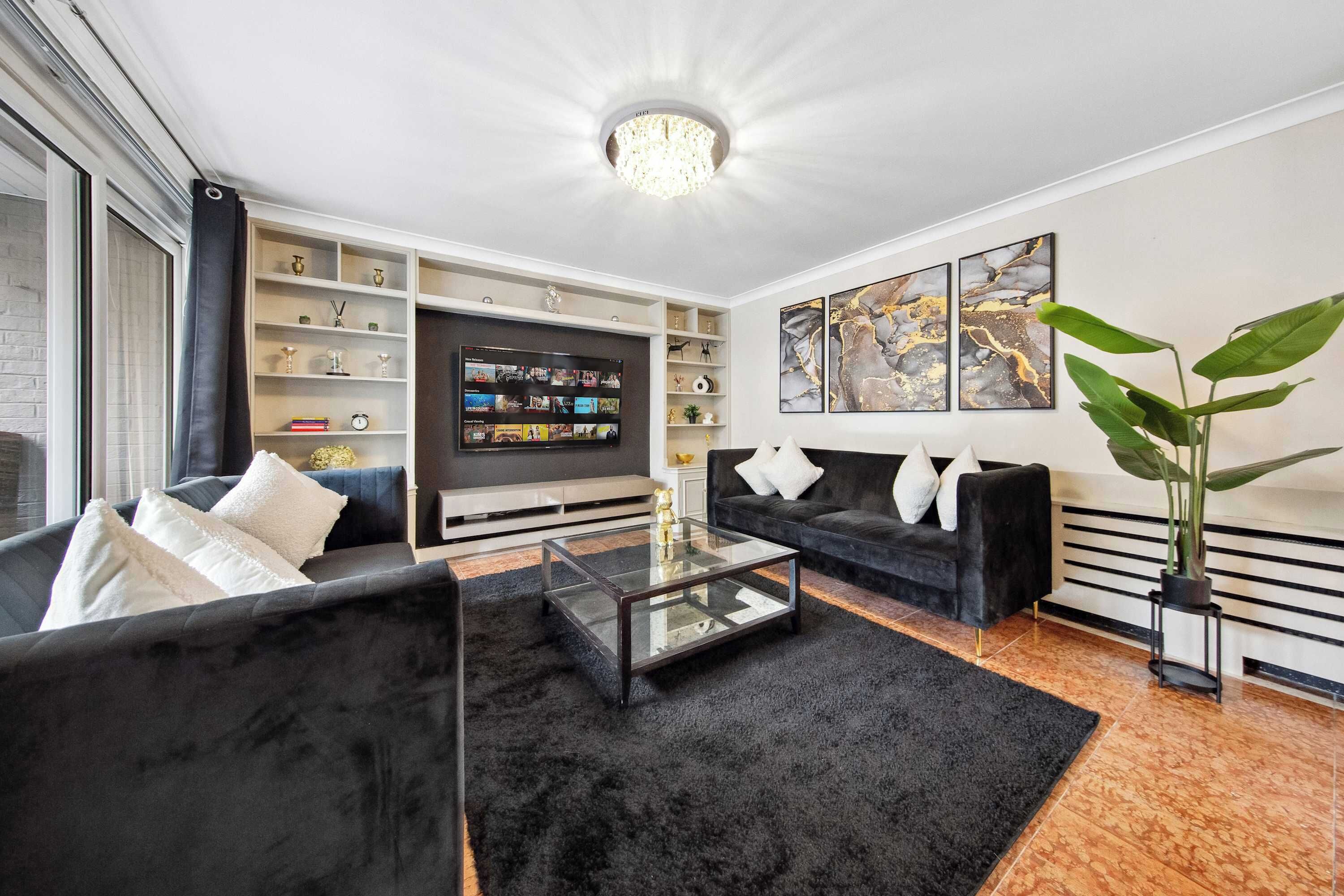 TV, fireplace, offices