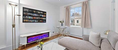 TV, fireplace, offices