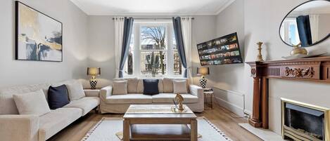 TV, fireplace, offices