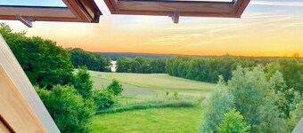 Perfect apartment with panoramic view, lake, jetty, boat, sauna - peace and lots of space
