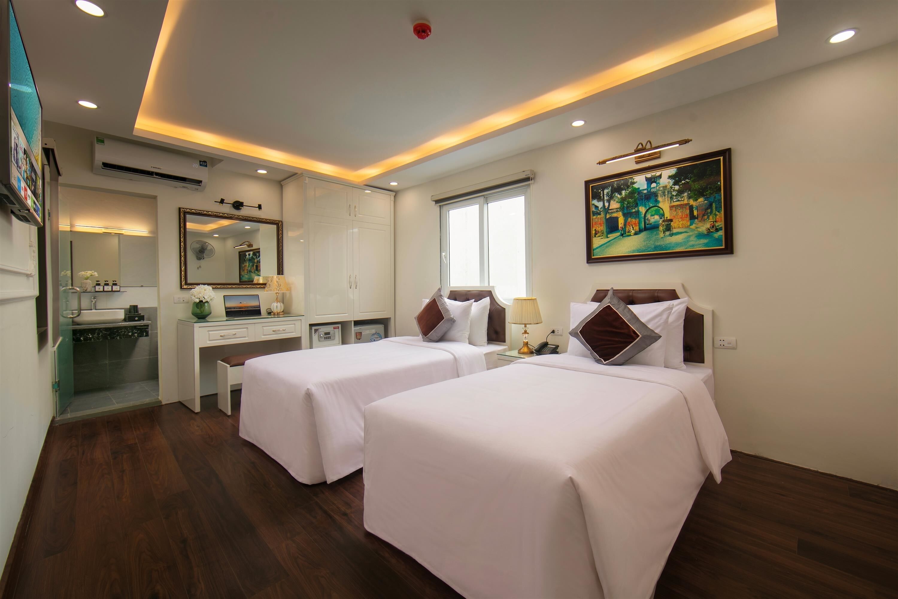 Deluxe Double Room, Multiple Beds, Non Smoking, City View | Hypo-allergenic bedding, down duvets, minibar, in-room safe