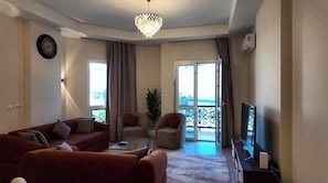 Deluxe appartement, uitzicht op lagune | Woonruimte