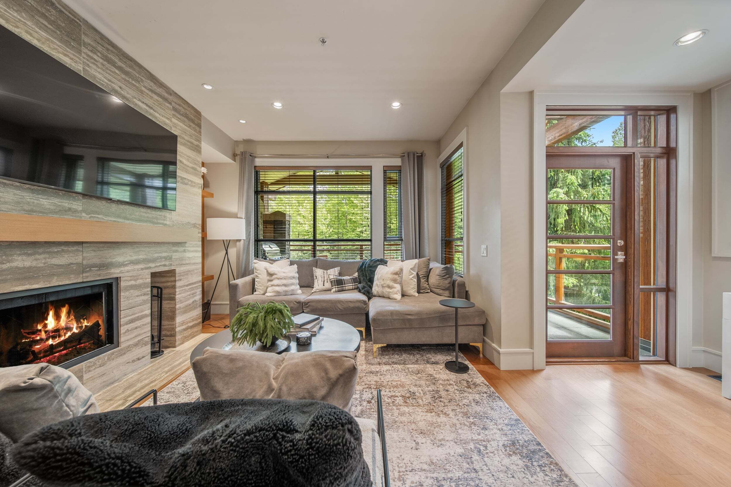 Smart TV, fireplace, stereo