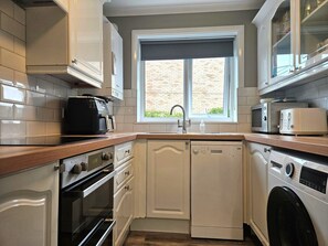 Private kitchen - Beach Horizon - ground floor flat with patio boasting views to sea (Pevensey Bay)