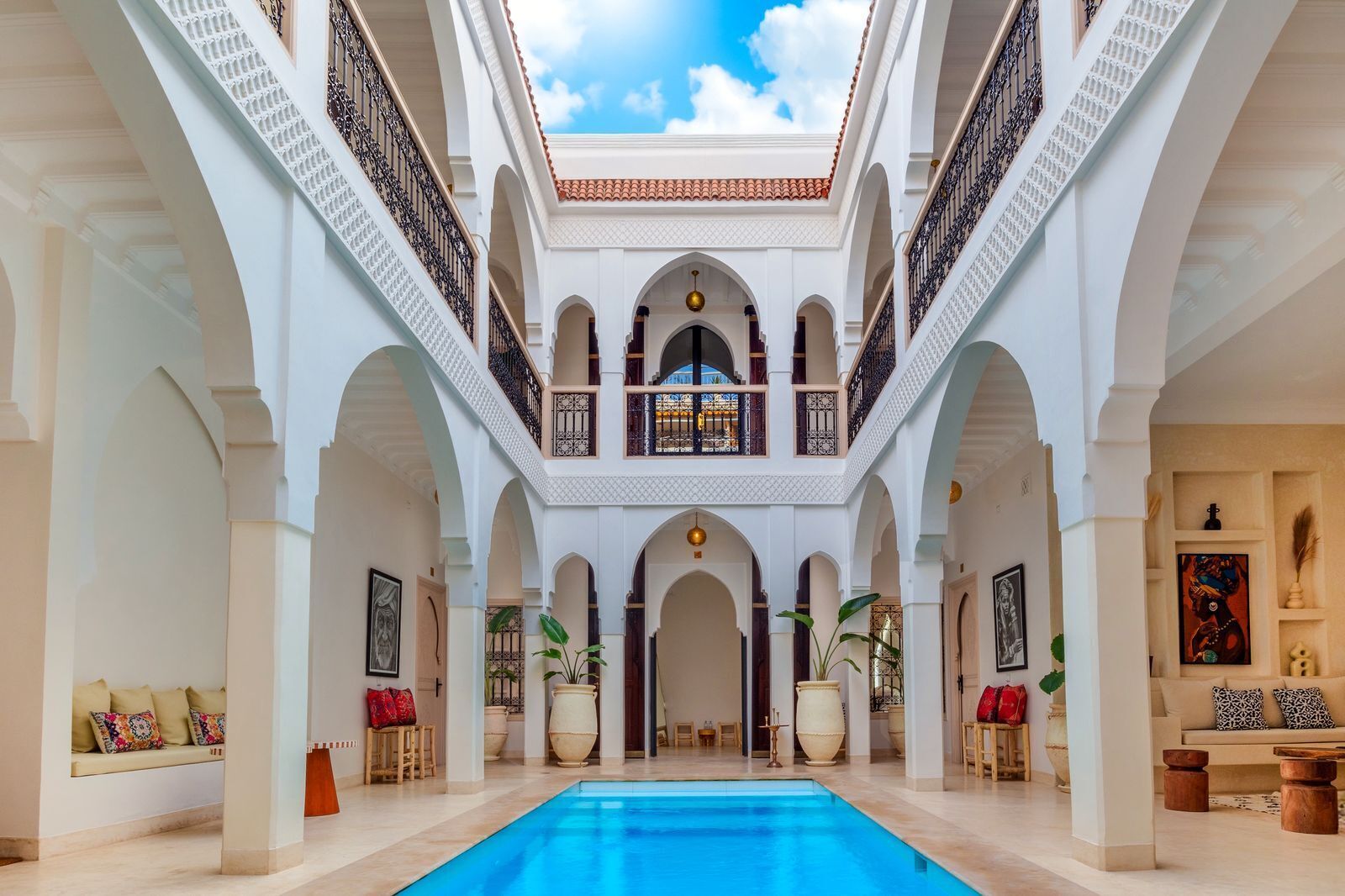 Indoor pool, outdoor pool, pool umbrellas, sun loungers