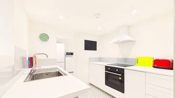 Fridge, microwave, oven, toaster
