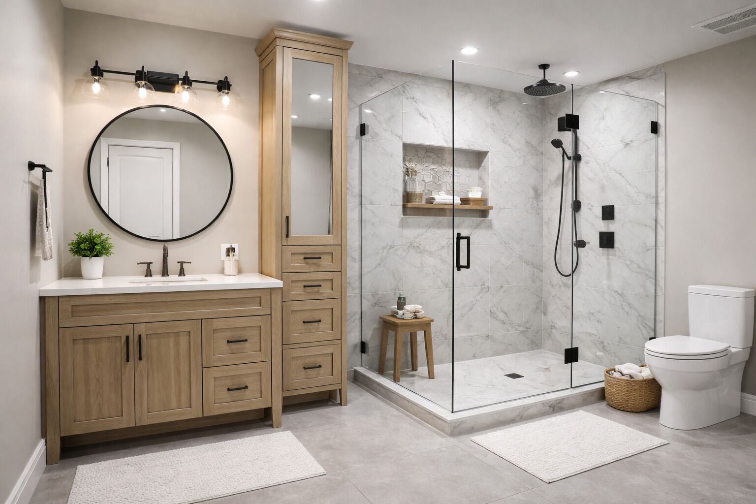 Apartamento luxo, vista para a cidade | Banheiro | Produtos de toalete grátis, toalhas de banho, sabonete, shampoo