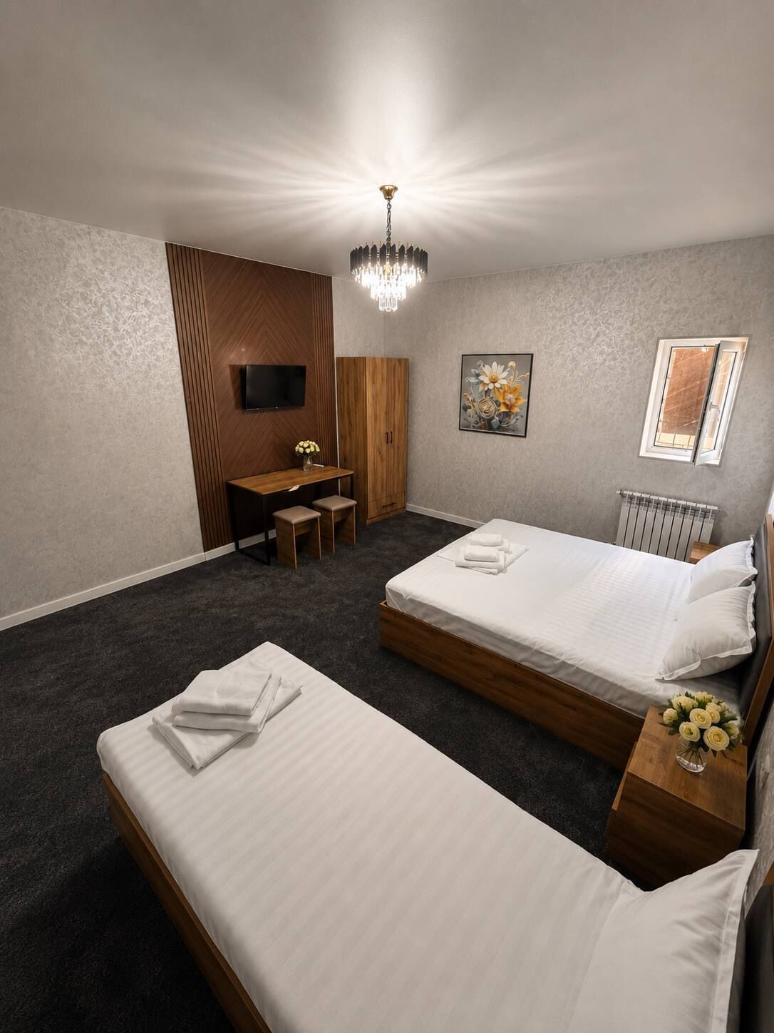Family Triple Room, City View | Desk, laptop workspace, free WiFi