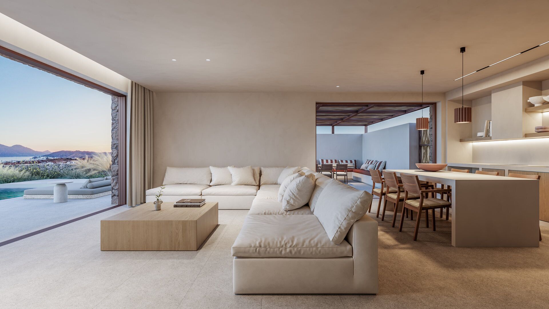 Ninemia Sea View Three Bedroom Private Pool Villa | リビング エリア | 43 インチのスマートテレビ (衛星放送視聴可)