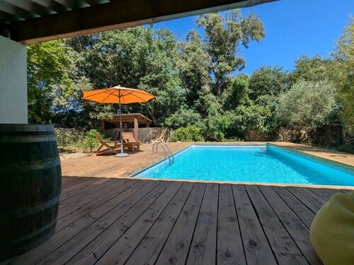 Charming stone house in a quiet setting with a pool and a garden with trees
