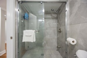 Sèche-cheveux, serviettes fournies, savon, papier toilette