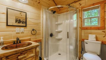 Shower, towels, soap, shampoo