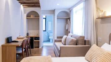 In-room safe, desk, laptop workspace, soundproofing