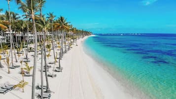 Private beach, white sand, beach cabanas, 2 beach bars
