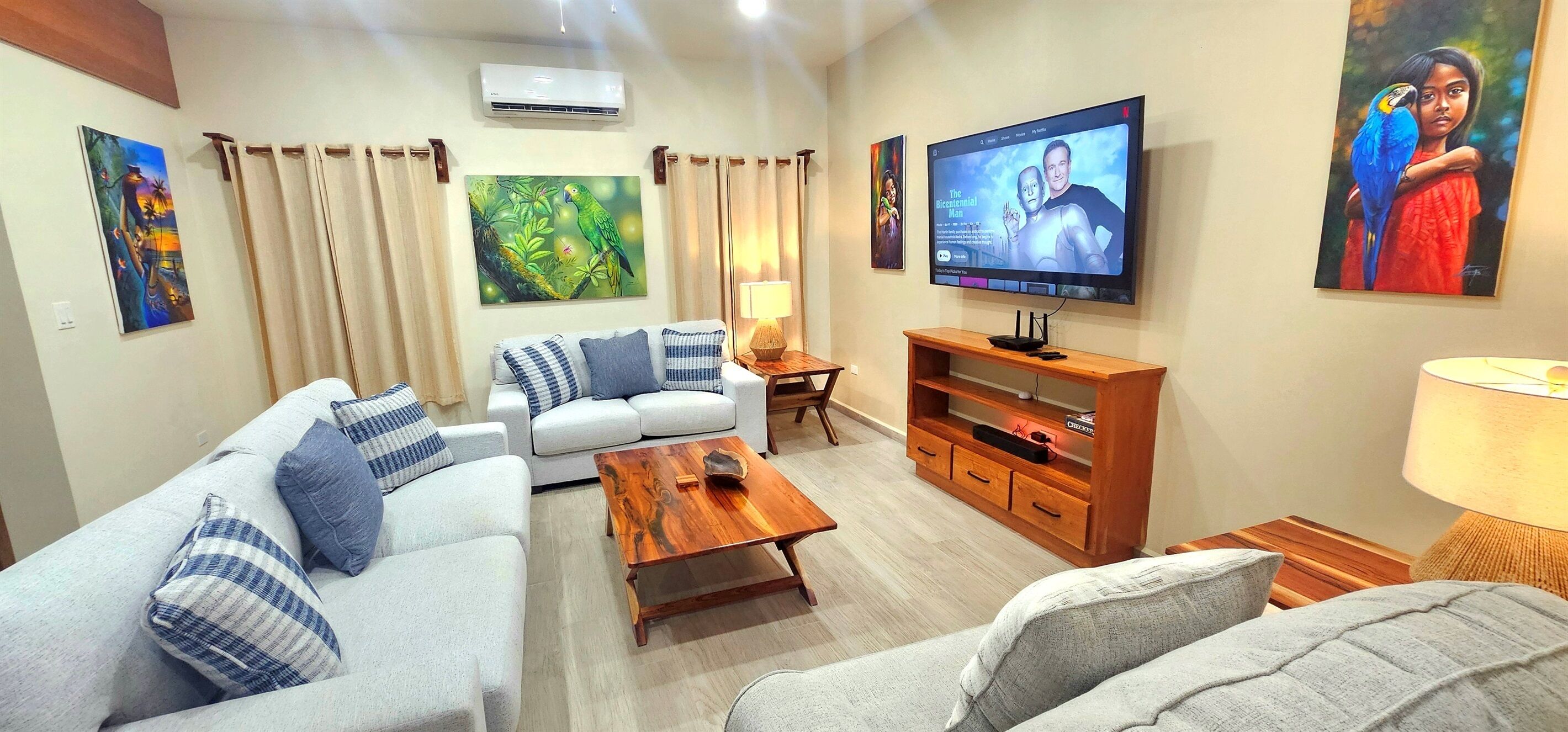 Smart TV, books, stereo, offices