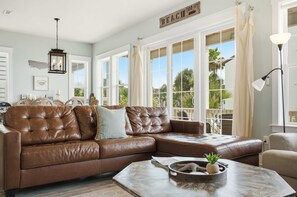 TV, fireplace, offices - Water Views + Pool Access | Driftwood Cottage (Navarre Beach)