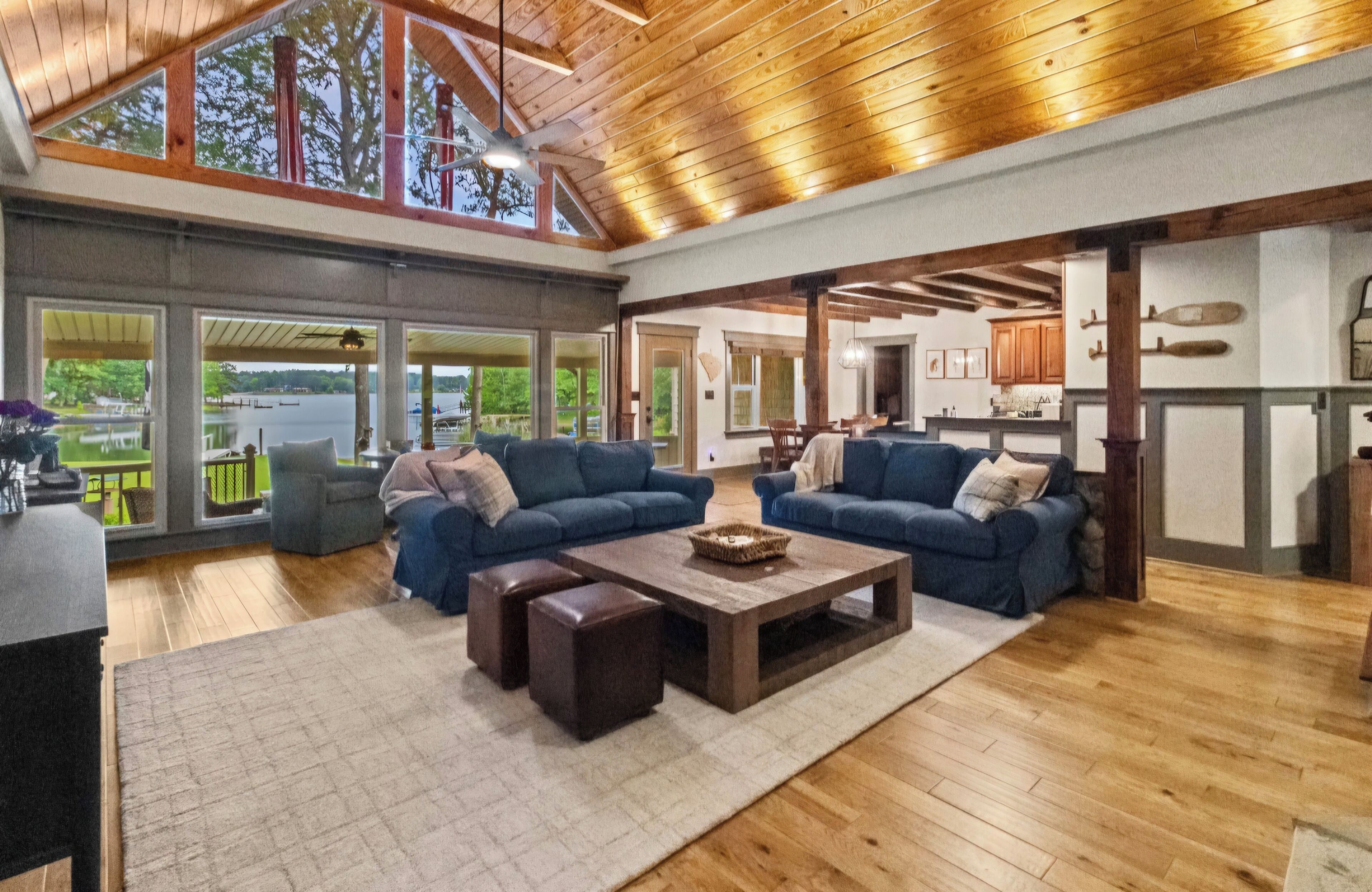 Open living space - living room, dining and kitchen area