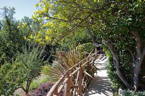 A pathway lined with wooden railings and surrounded by various trees and plants. - Petirossu - CAGNANO - Guest house (CAGNANO)