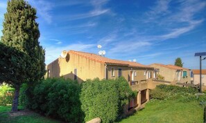 A residential building with satellite dishes, a well-maintained lawn, and a tall tree. - Le 165 - LUMIO - Gîte (LUMIO)