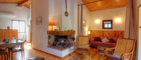 TV, fireplace