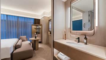 Down duvets, memory-foam beds, free minibar, desk