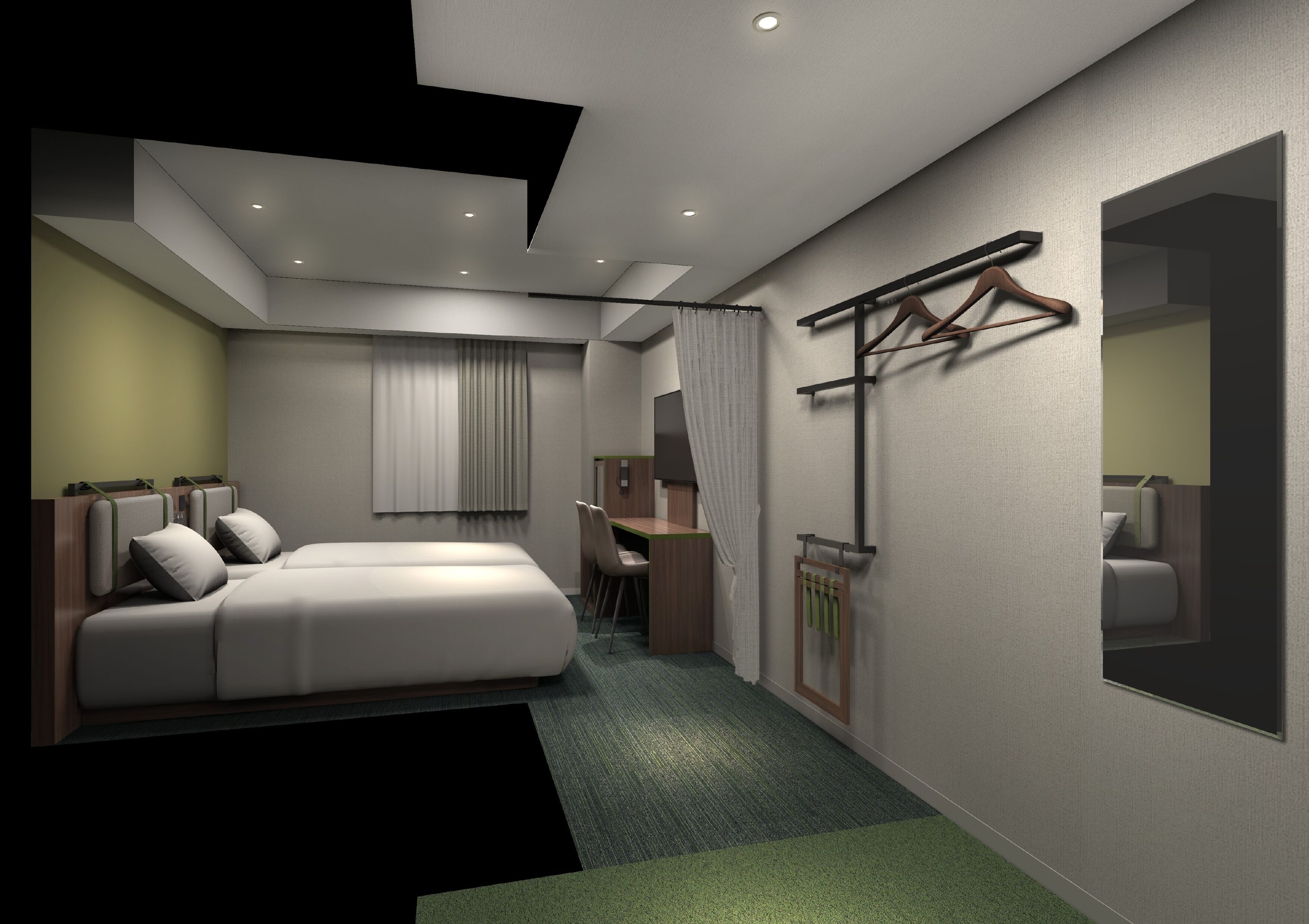 Olive Modern Twin Room | In-room safe, WiFi (free), bed sheets