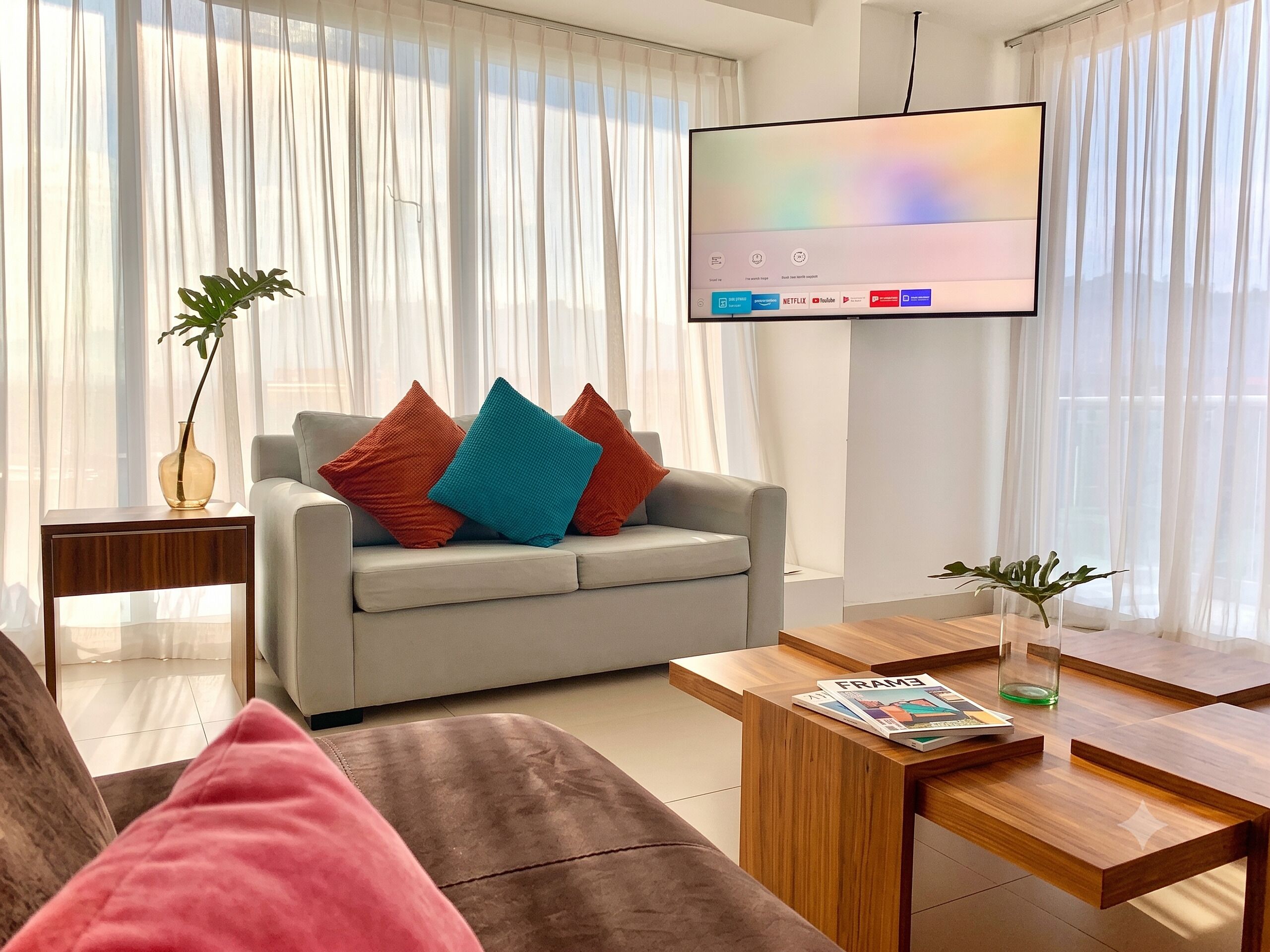 Family Apartment | Living area | 60-inch LED TV with cable channels