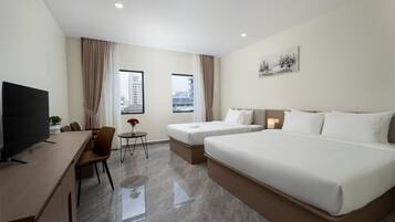 In-room safe, desk, laptop workspace, soundproofing