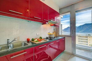 Coffee/tea maker, fridge, microwave, oven - Panoramic Lugano Loft 8min walk to center, Lugano, Switzerland (Lugano)