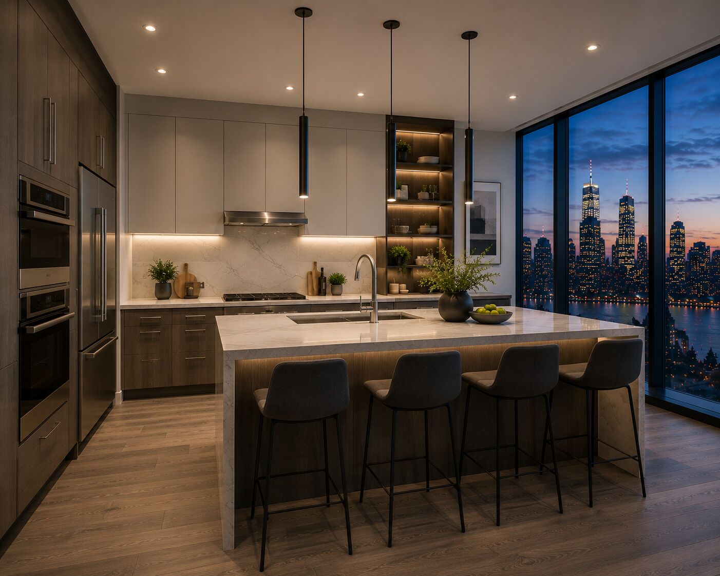 Apartemen, pemandangan kota | Dapur pribadi