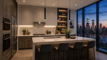 Apartemen, pemandangan kota | Dapur pribadi