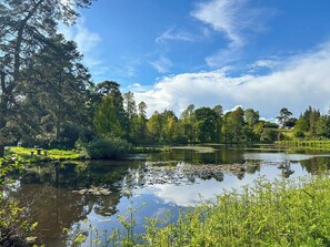 A serene lake surrounded by lush greenery and trees, with a clear sky above. - 3 bedroom accommodation in Goudhurst, near Cranbrook (Goudhurst, near Cranbrook)