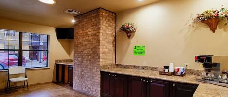 Fridge, microwave, coffee/tea maker