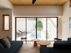 Biệt thự Deluxe, ban công, quang cảnh hồ bơi | Nội thất