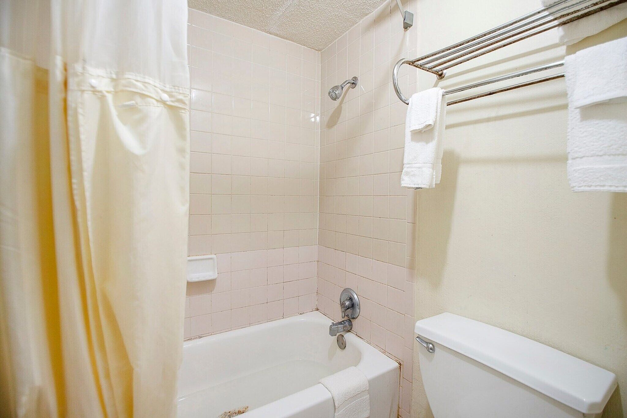 A bathroom with a bathtub, a shower, and a toilet.