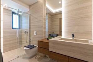 Bathroom - Green villa II, Stylish villa with pool near beaches in Rethymno (Rethymno, Pigi)