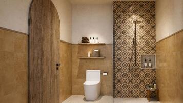 Suite de lujo | Baño | Secador de pelo, toallas, jabón y champú