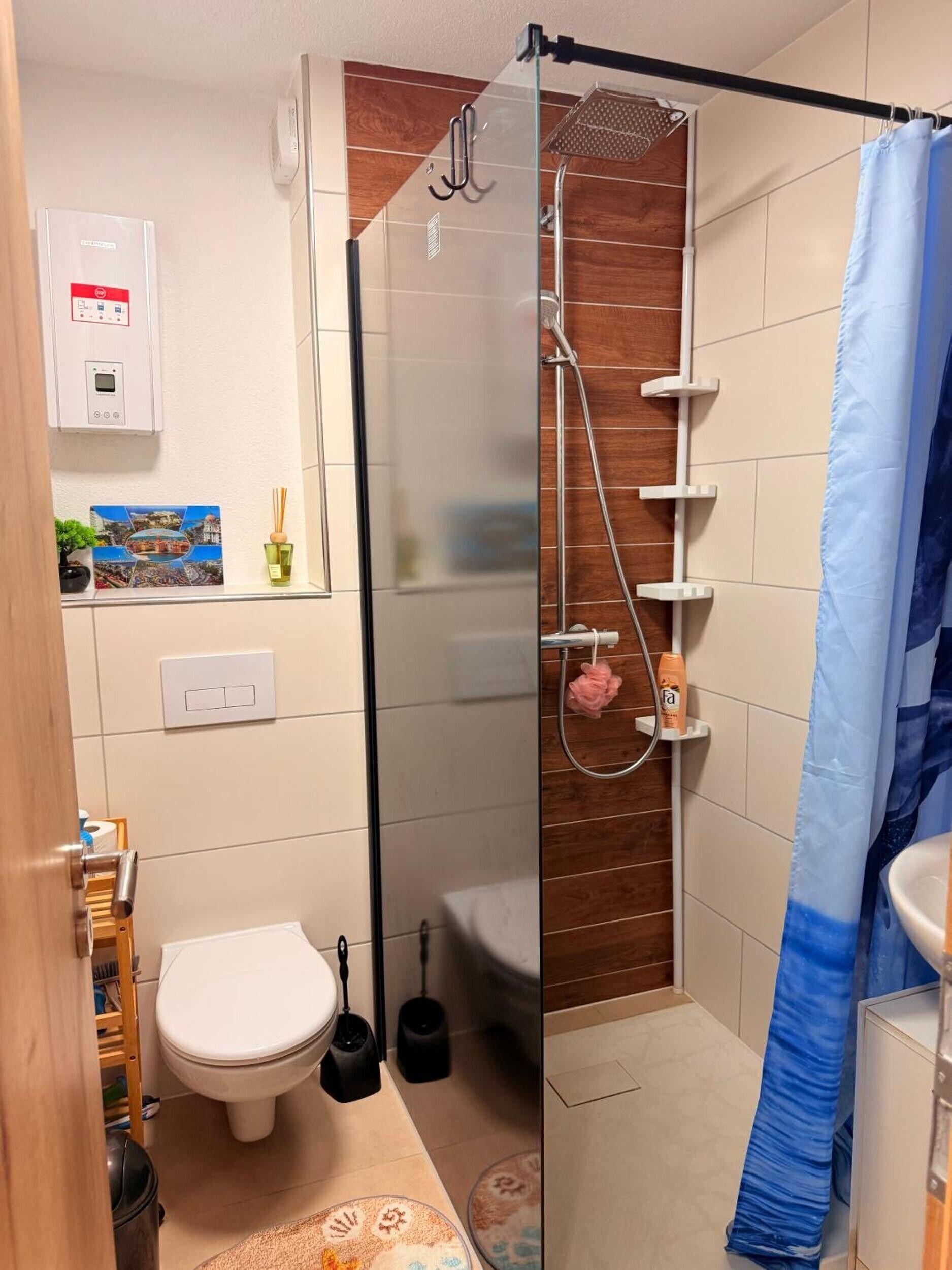 Dusche, Haartrockner, Handtücher