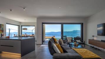 Family Villa, 3 Bedrooms, 2 Bathrooms (Pool Villa Soléa /w Panoramic Sea) | Living area | Stereo