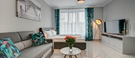 Estudio, 1 cama matrimonial, para no fumadores | Área de sala de estar