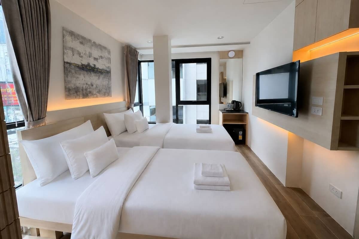 Quarto luxo, 2 camas de solteiro | Roupas de cama premium, edredons de pluma