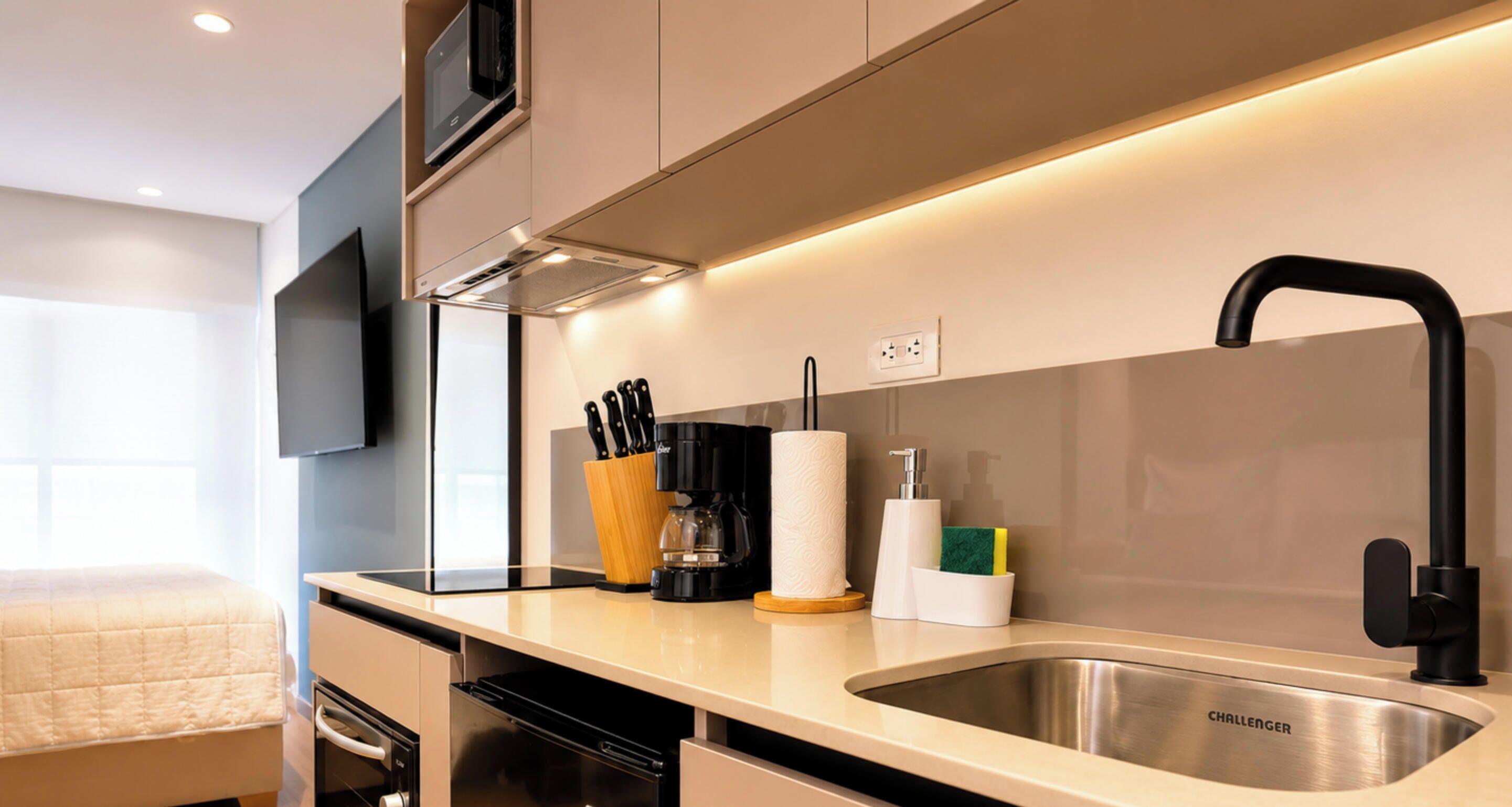 Condo, City View | Private kitchen | Microwave, oven, stovetop, cookware/dishes/utensils