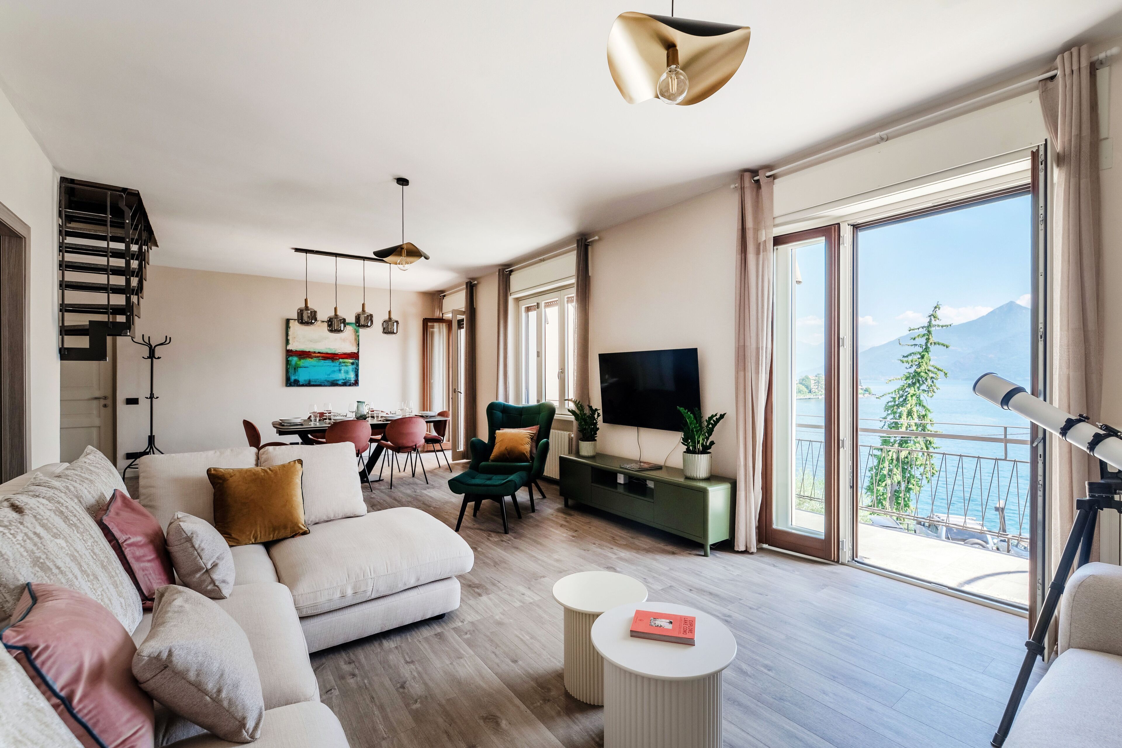 Apartment, Lake View | Living area | 30-inch TV with digital channels