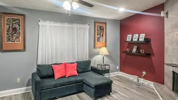 TV, fireplace