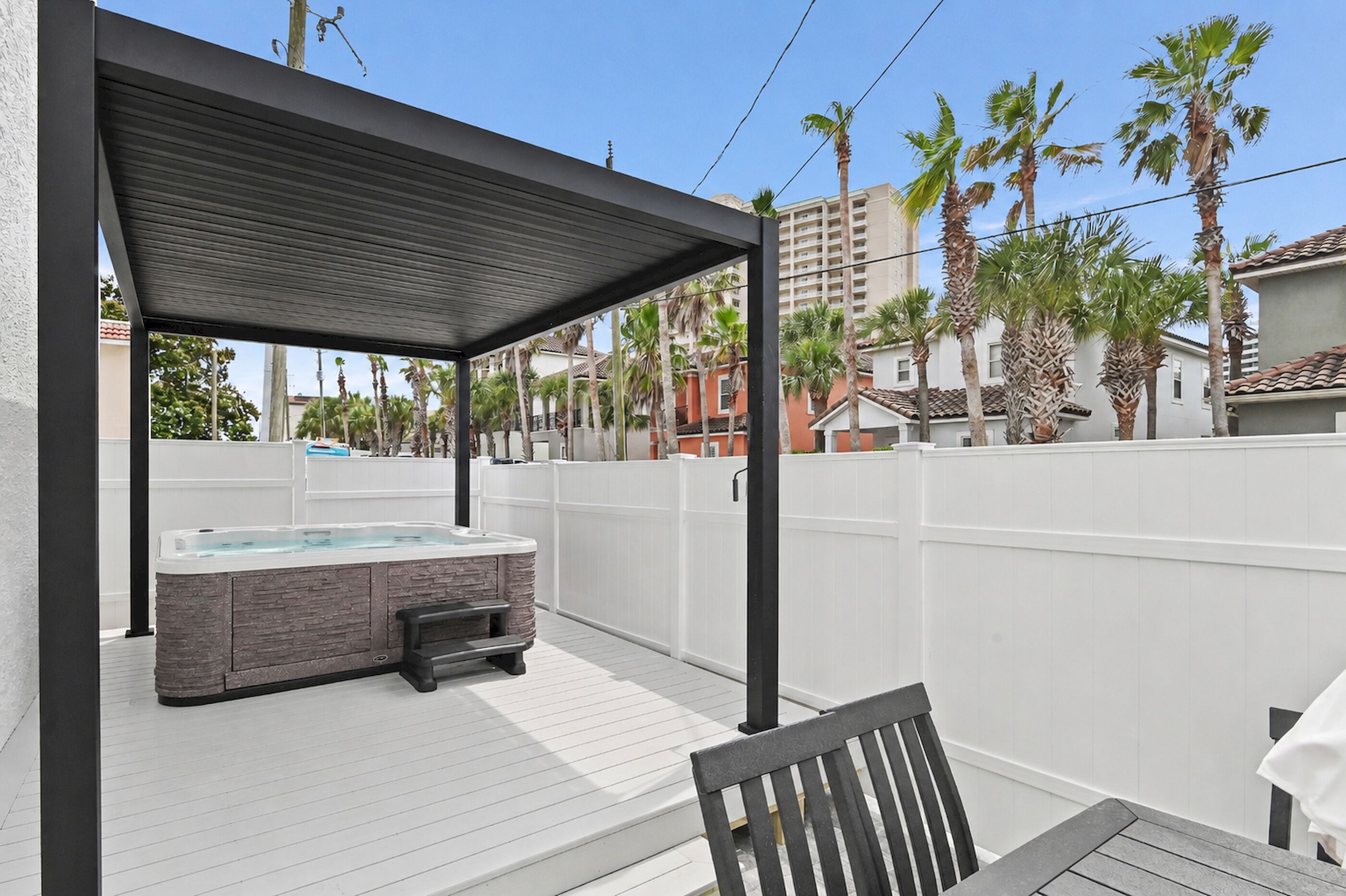 Private Hot Tub Retreat with Covered Pergola