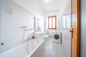Ducha, secador de pelo, bidé y toallas